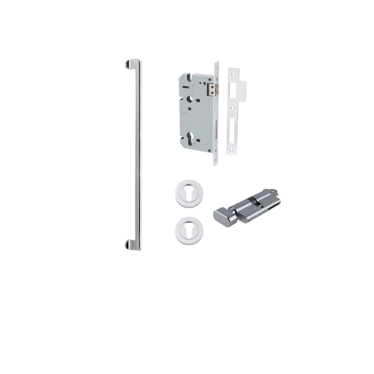 21304KENTR60KT - Baltimore Pull Handle - 600mm Entrance Kit with Separate High Security Lock - Polished Chrome - Entrance