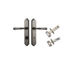 13718KPRIV60 - Verona Lever - Shouldered Backplate Privacy Kit with Privacy Turn - Distressed Nickel - Privacy