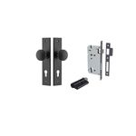 12831KENTR60KK - Paddington Knob - Chamfered Backplate Entrance Kit with High Security Lock - Matt Black - Entrance