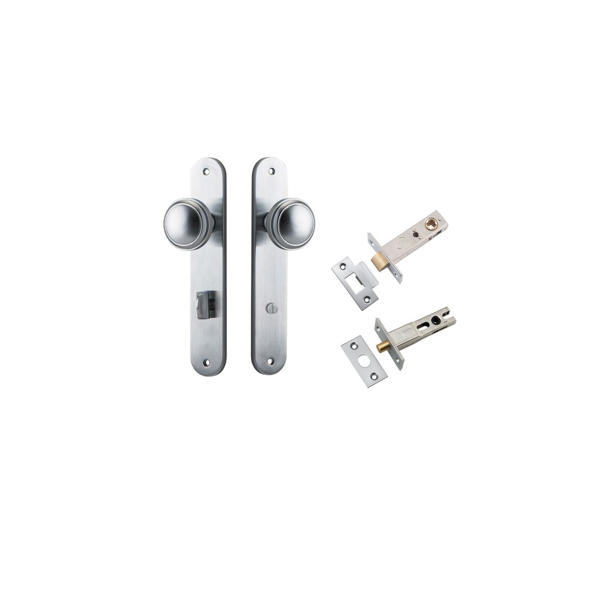 12332KPRIV60 - Paddington Knob - Oval Backplate Privacy Kit with Privacy Turn - Brushed Chrome - Privacy