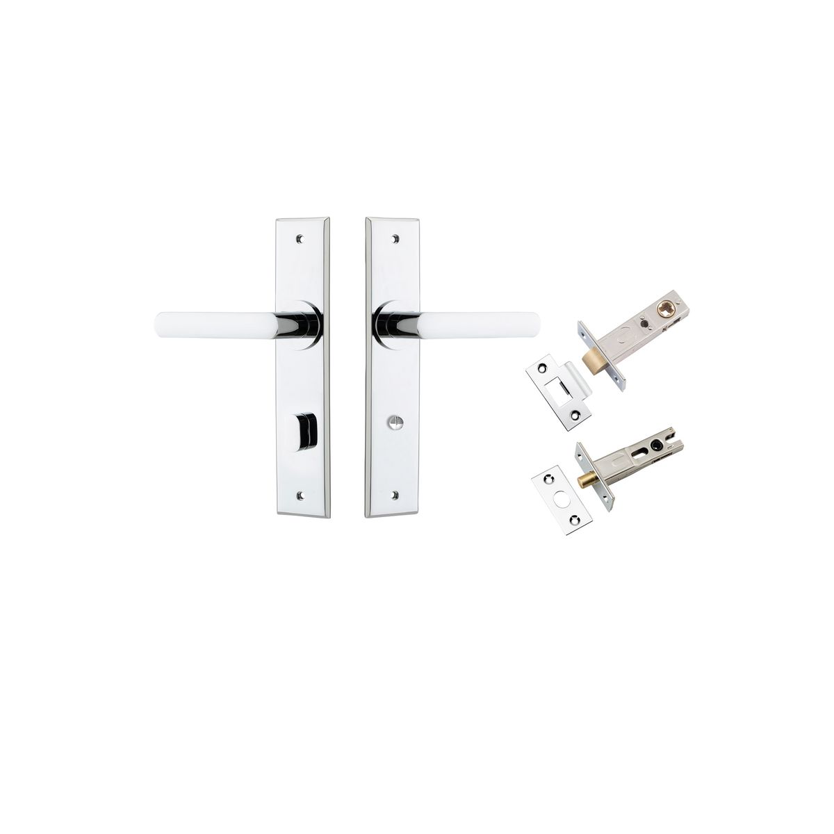 11868KPRIV60 - Osaka Lever - Chamfered Backplate Privacy Kit with Privacy Turn - Polished Chrome - Privacy