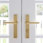 15396E85 - Helsinki Lever - Rectangular Backplate - Brushed Brass - Entrance
