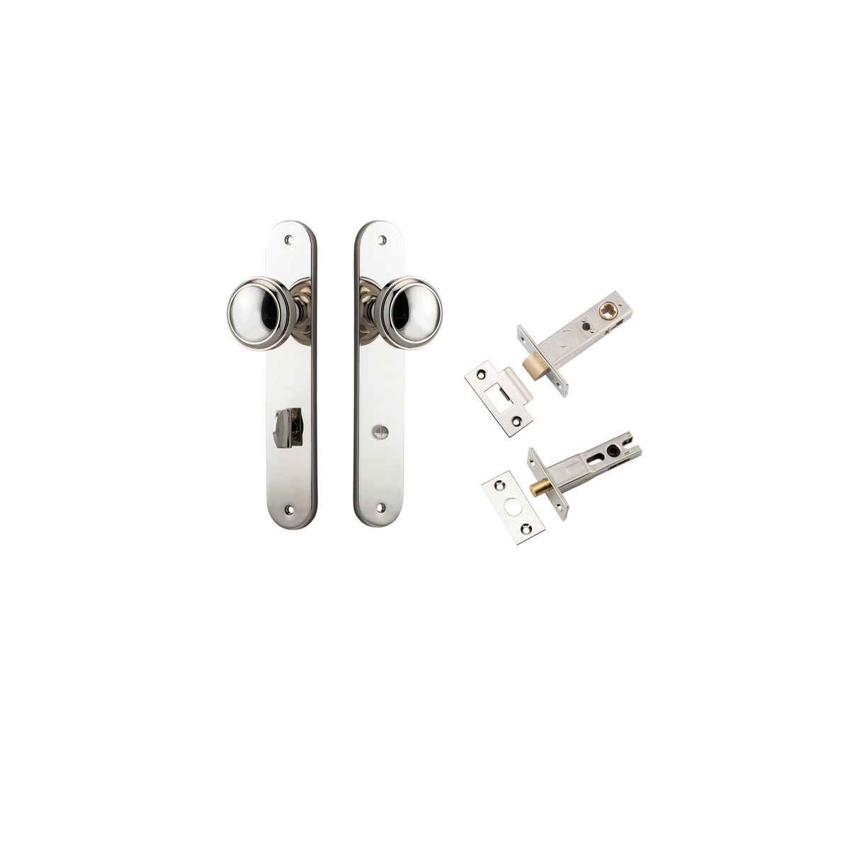14332KPRIV60 - Paddington Knob - Oval Backplate Privacy Kit with Privacy Turn - Polished Nickel - Privacy
