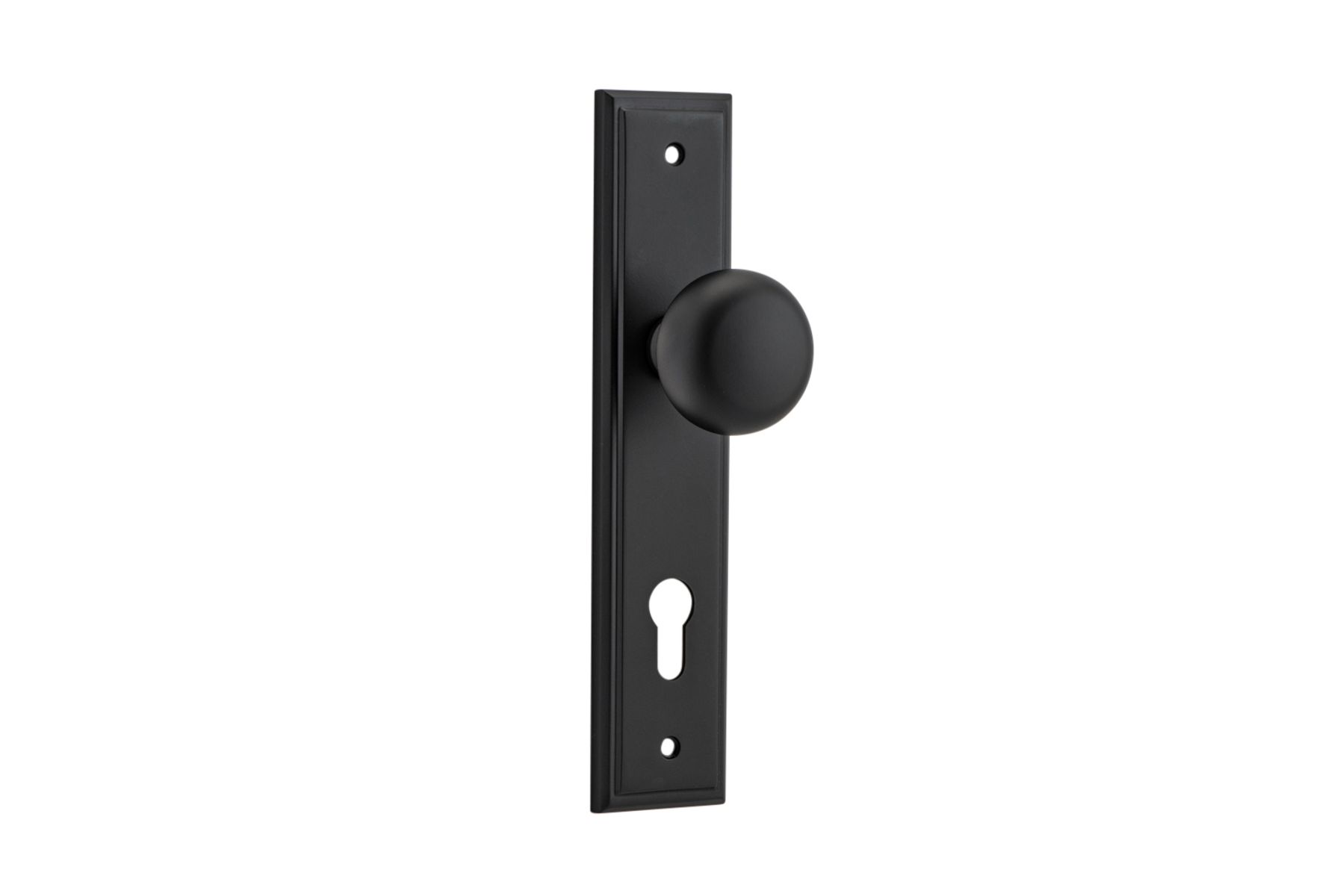 12840E85 - Cambridge Knob - Stepped Backplate - Matt Black - Entrance