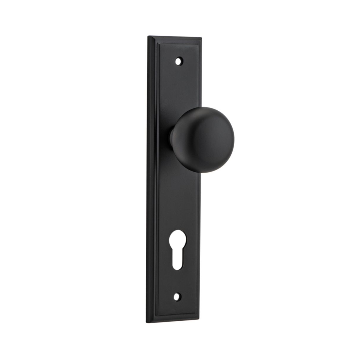12840E85 - Cambridge Knob - Stepped Backplate - Matt Black - Entrance