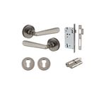 20807KENTR60KK - Copenhagen Lever - Round Rose Entrance Kit with Separate High Security Lock - Distressed Nickel - Entrance