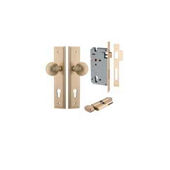 Guildford Knob - Stepped Backplate Entrance Kit with High Security Lock
