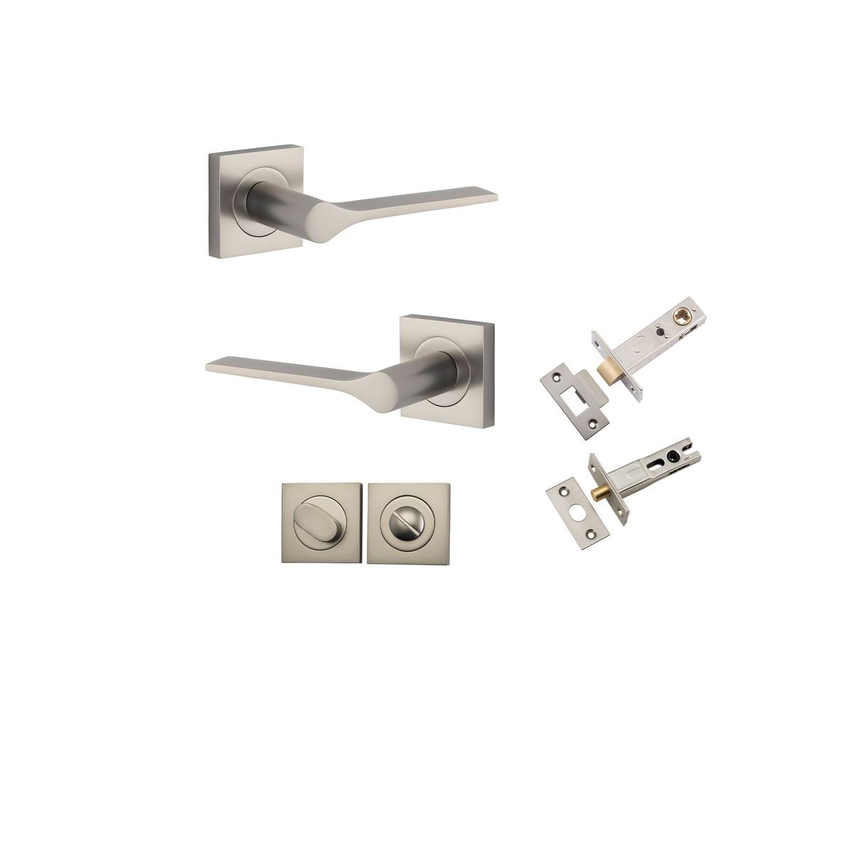 0439KPRIV60 - Como Lever - Square Rose Privacy Kit - Satin Nickel - Privacy