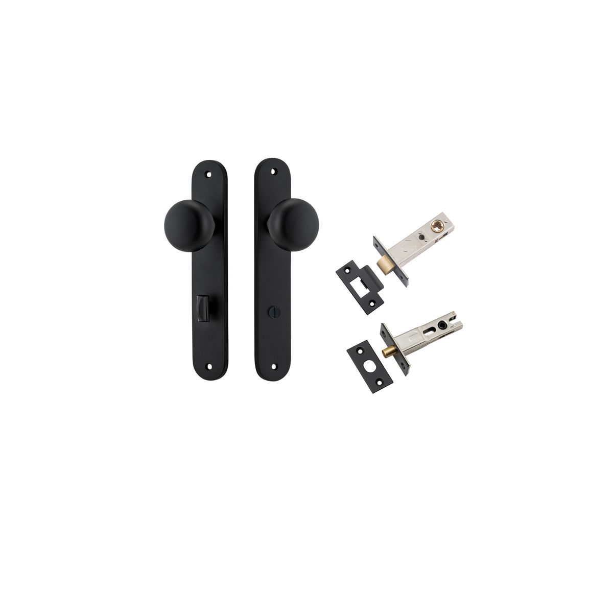 12834KPRIV60 - Cambridge Knob - Oval Backplate Privacy Kit with Privacy Turn - Matt Black - Privacy