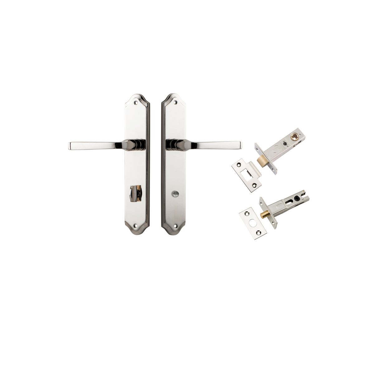 14220KPRIV60 - Annecy Lever - Shouldered Backplate Privacy Kit with Privacy Turn - Polished Nickel - Privacy