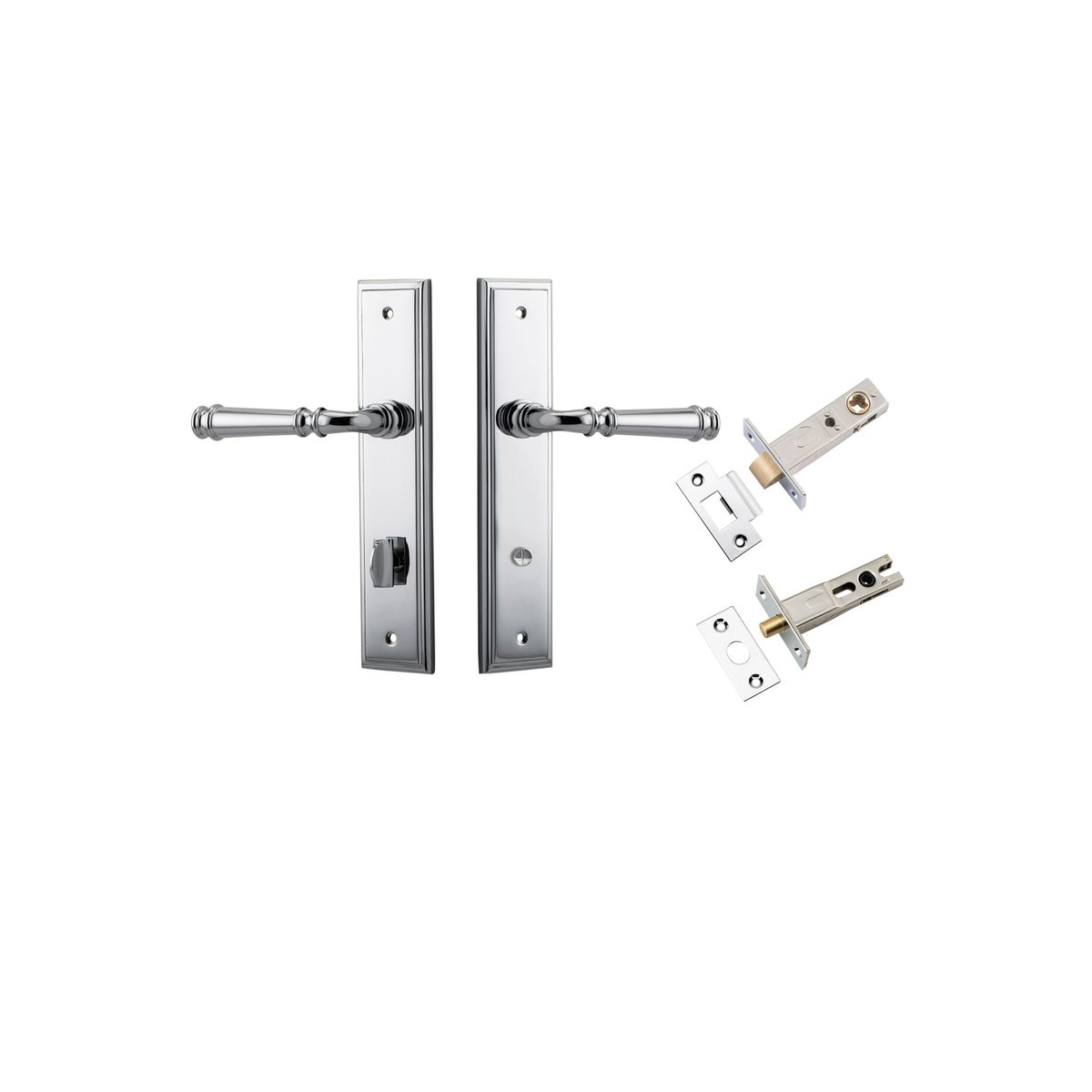 11742KPRIV60 - Verona Lever - Stepped Backplate Privacy Kit with Privacy Turn - Polished Chrome - Privacy