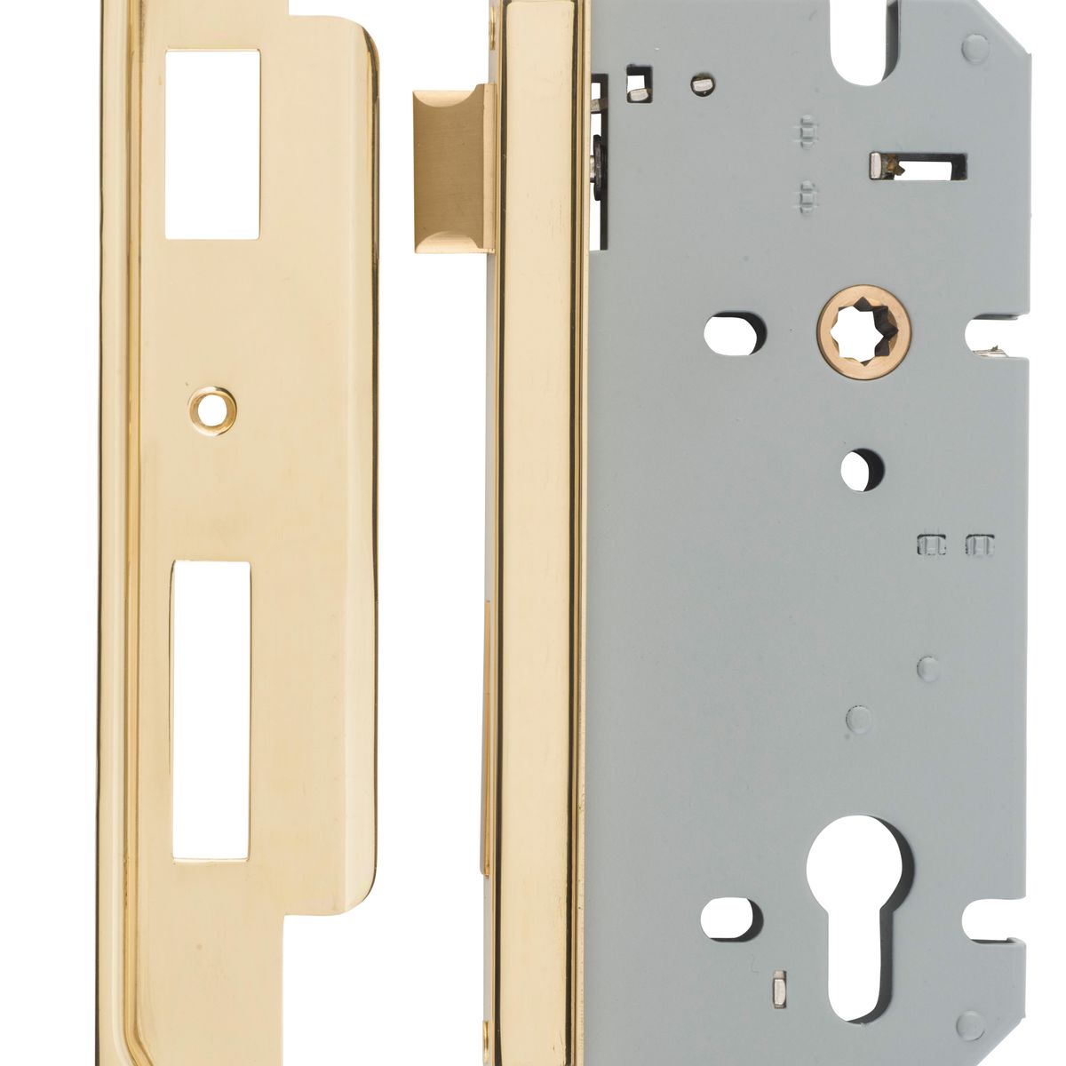 6029 - Rebated 85mm Euro Mortice Locks - 60mm Backset - Polished Brass