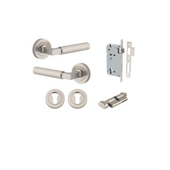 Brunswick Lever - Round Rose Entrance Kit with High Security Lock