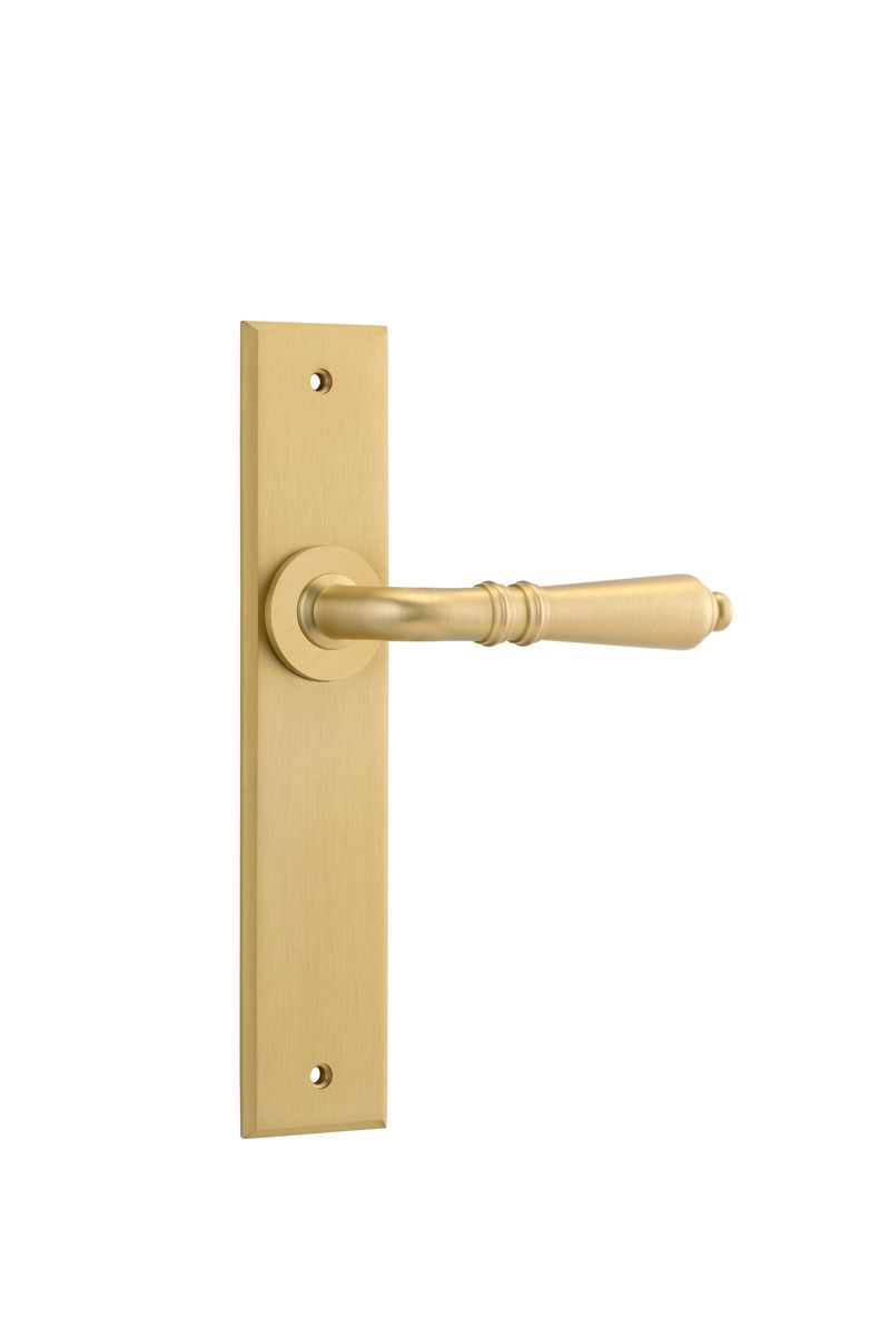 16214 - Sarlat Lever - Chamfered Backplate - Brushed Gold PVD - Passage