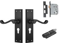 Milton Lever - Long Backplate Entrance Set with High Security Lock