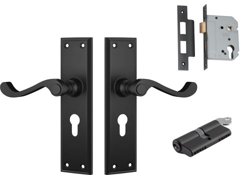 Milton Lever - Long Backplate Entrance Set with High Security Lock