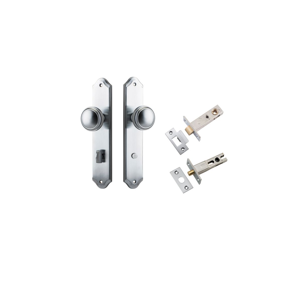 12326KPRIV60 - Paddington Knob - Shouldered Backplate Privacy Kit with Privacy Turn - Brushed Chrome - Privacy