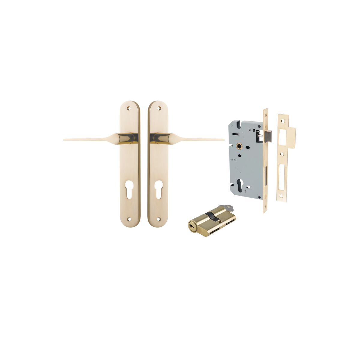 10270KENTR60KK - Como Lever - Oval Backplate Entrance Kit with High Security Lock - Polished Brass - Entrance