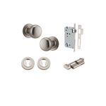 0209KENTR60KT - Cambridge Knob - Round Rose Entrance Kit with Separate High Security Lock - Satin Nickel - Entrance