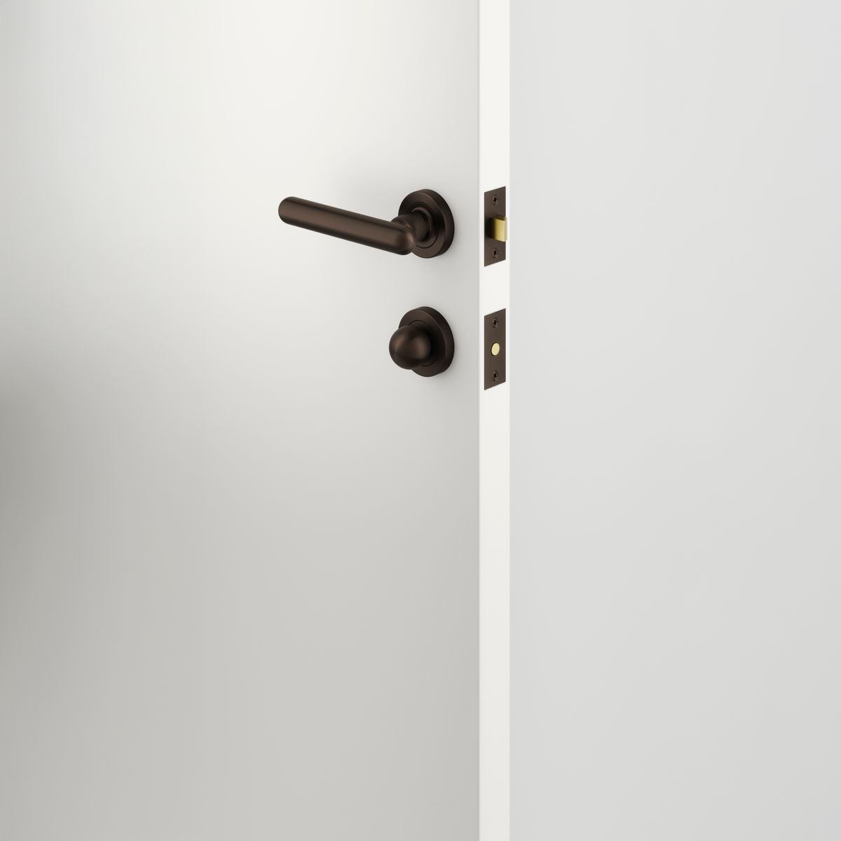 24002KPRIV60 - Puerto Lever - Round Rose Privacy Kit with Separate Privacy Turn - Signature Brass - Privacy