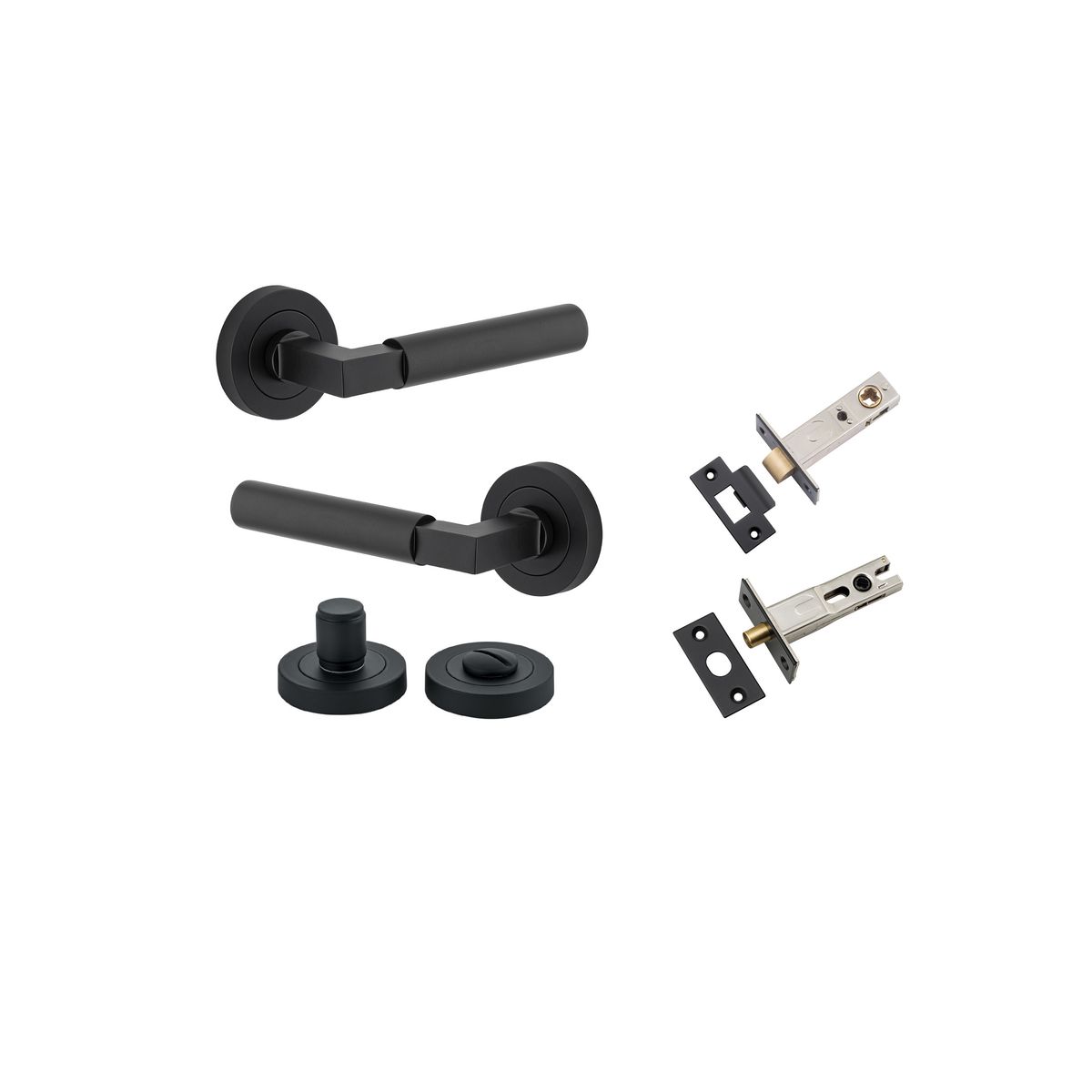 0343KPRIV60 - Berlin Lever - Round Rose Privacy Kit - Matt Black - Privacy