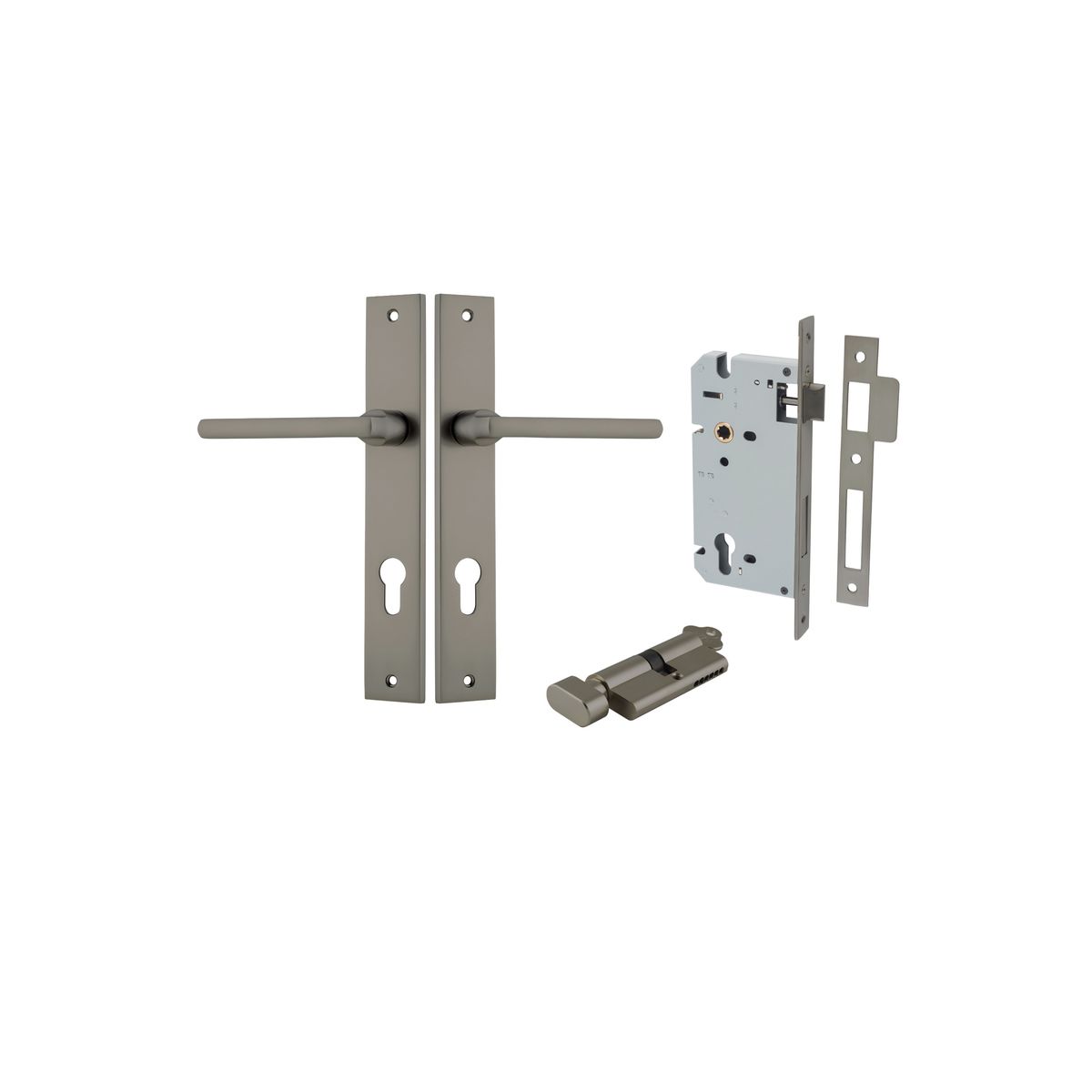 16702KENTR60KT - Baltimore Lever - Rectangular Backplate Entrance Kit with High Security Lock - Graphite PVD - Entrance