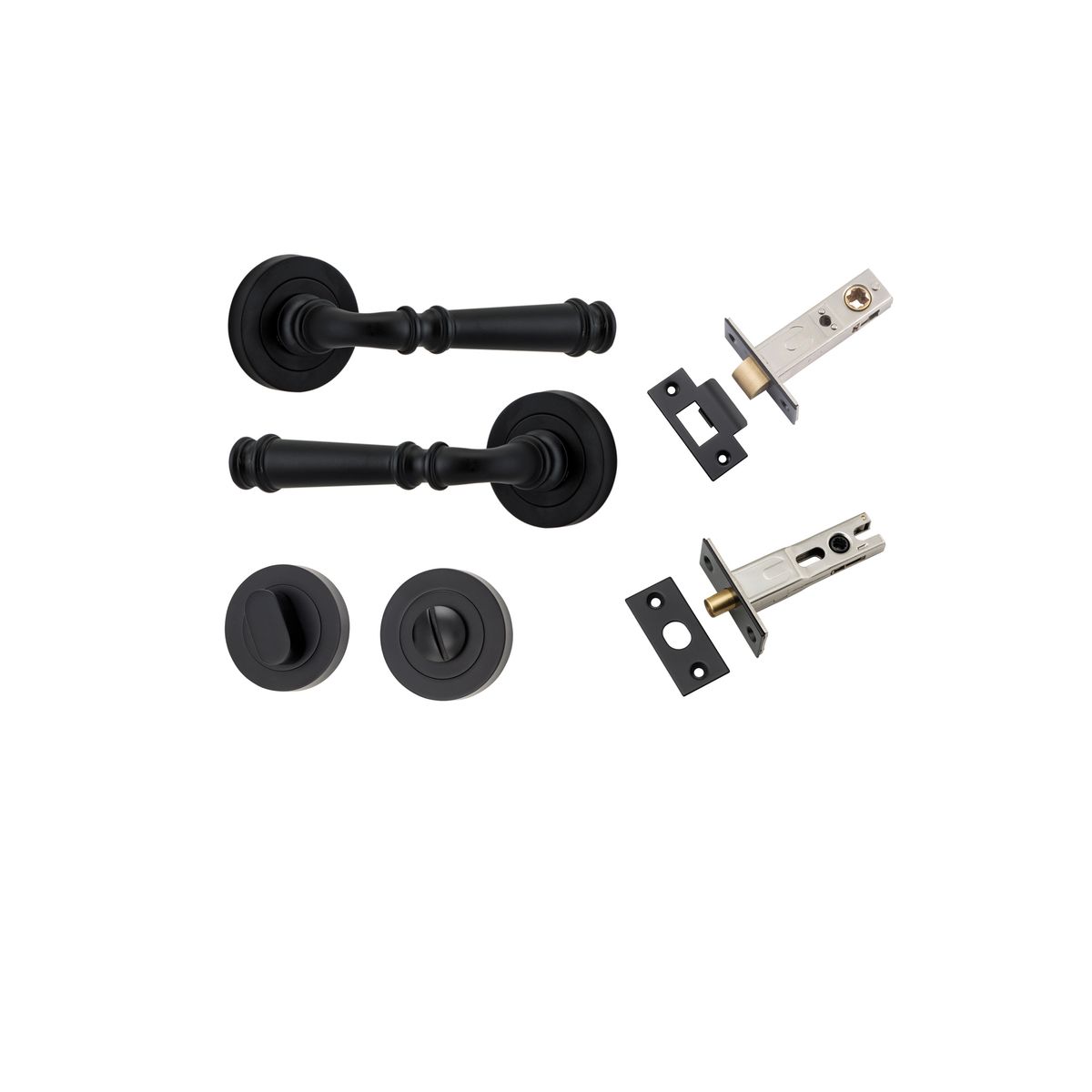 0313KPRIV60 - Verona Lever - Round Rose Privacy Kit with Separate Privacy Turn - Matt Black - Privacy