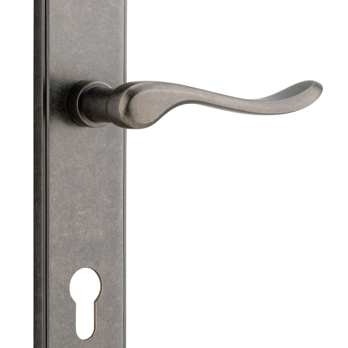 13922E85 - Stirling Lever - Shouldered Backplate - Distressed Nickel - Entrance