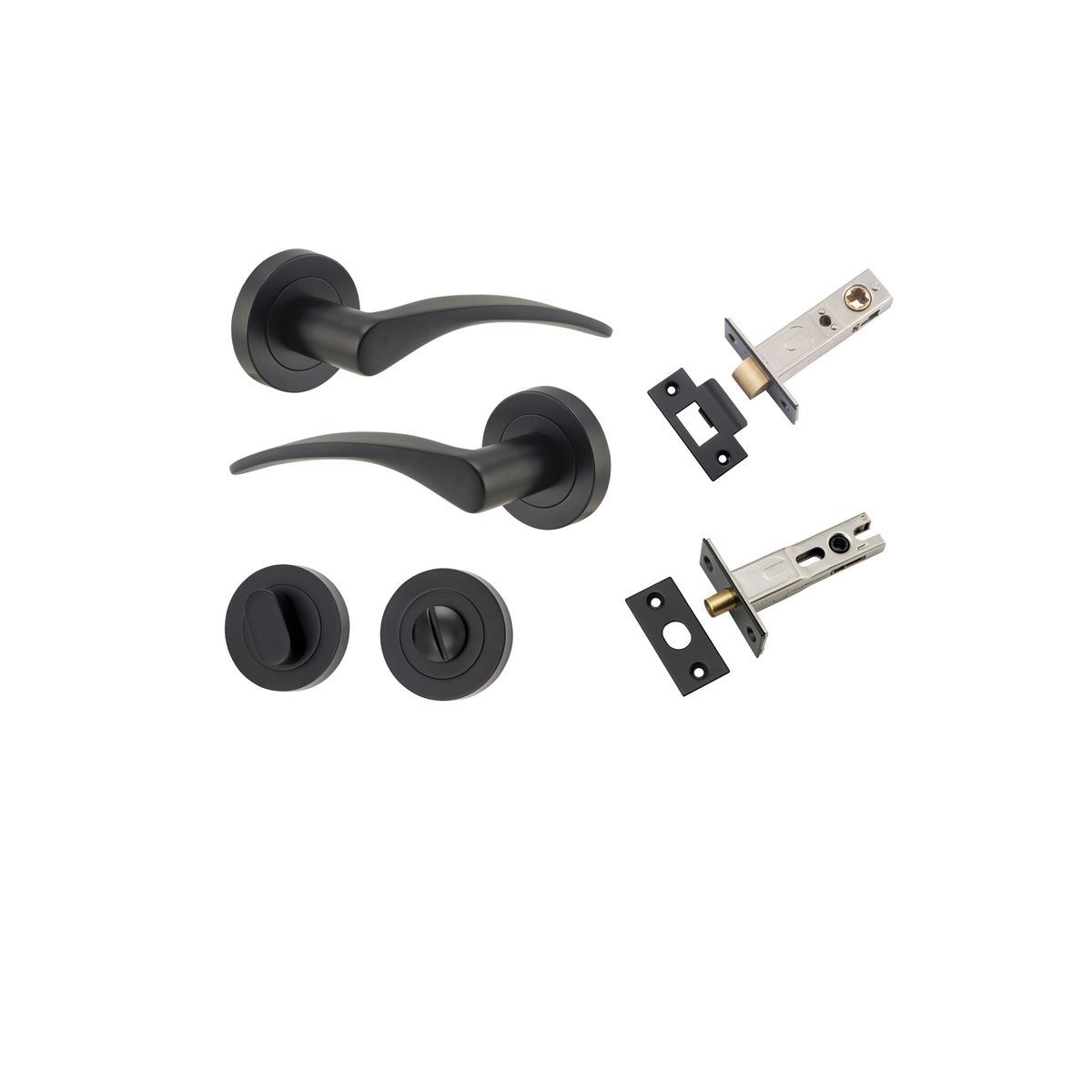 9223KPRIV60 - Oxford Lever - Round Rose Privacy Kit with Separate Privacy Turn - Matt Black - Privacy