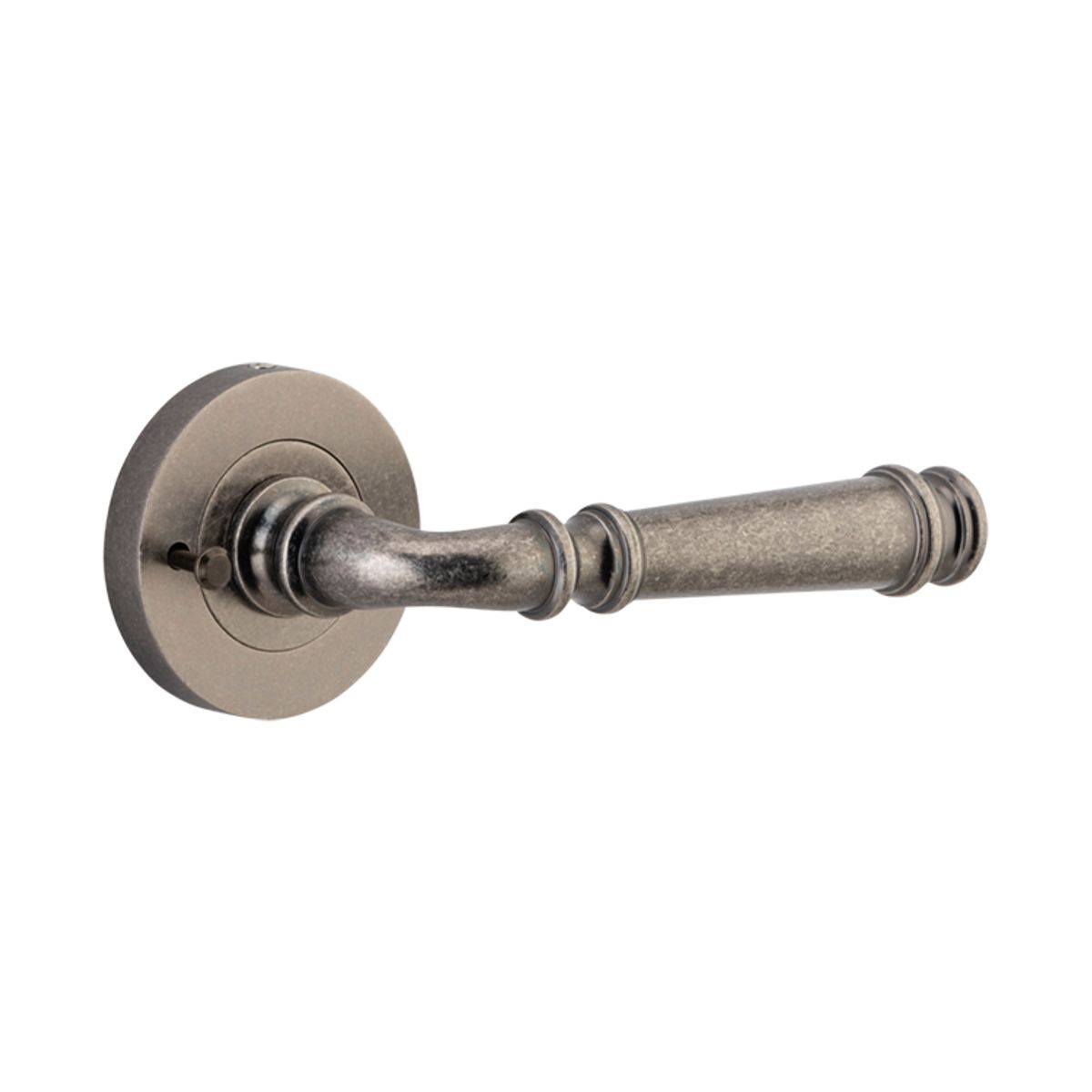 0317KIBPRIV60 - Verona Lever - Round Rose (Inbuilt Privacy) - Distressed Nickel - Privacy