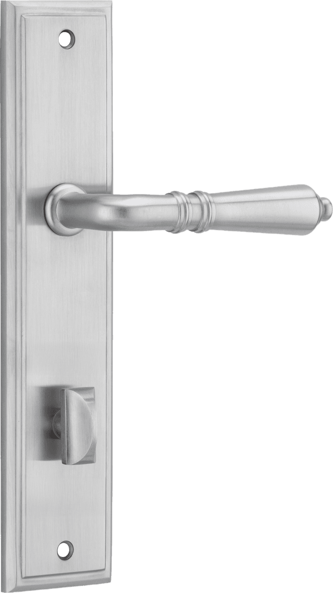 12236P85 - Sarlat Lever - Stepped Backplate - Brushed Chrome - Privacy