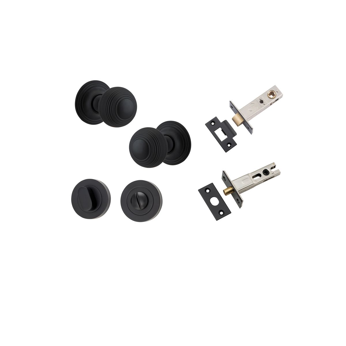 0223KPRIV60 - Guildford Knob - Round Rose Privacy Kit with Separate Privacy Turn - Matt Black - Privacy