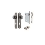 13832KENTR60KK - Paddington Knob - Oval Backplate Entrance Kit with High Security Lock - Distressed Nickel - Entrance