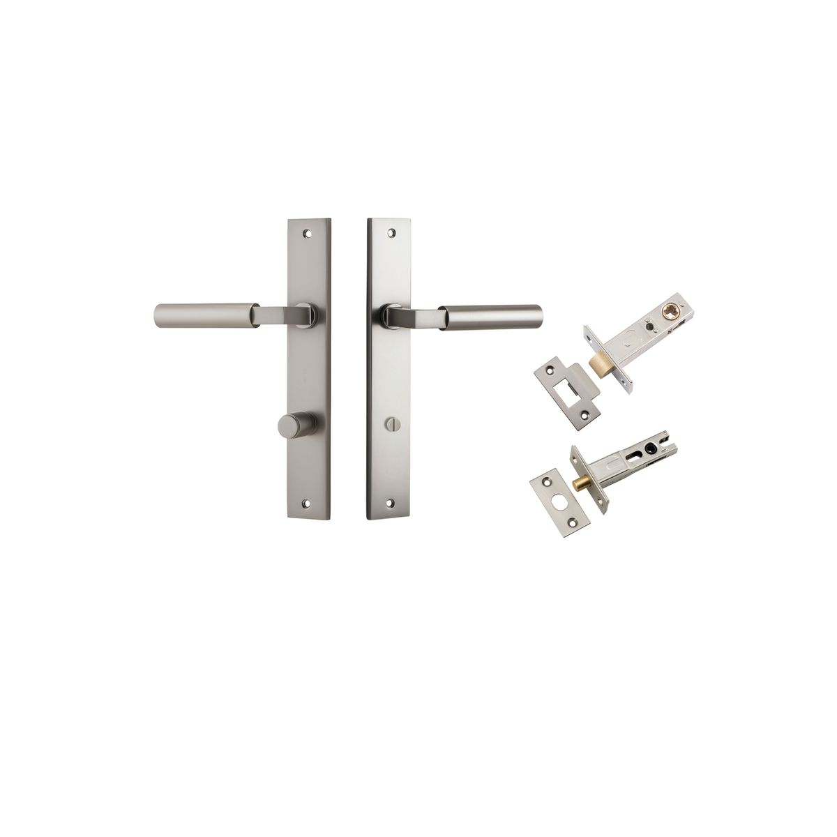 14750KPRIV60 - Berlin Lever - Rectangular Backplate Privacy Kit - Satin Nickel - Privacy