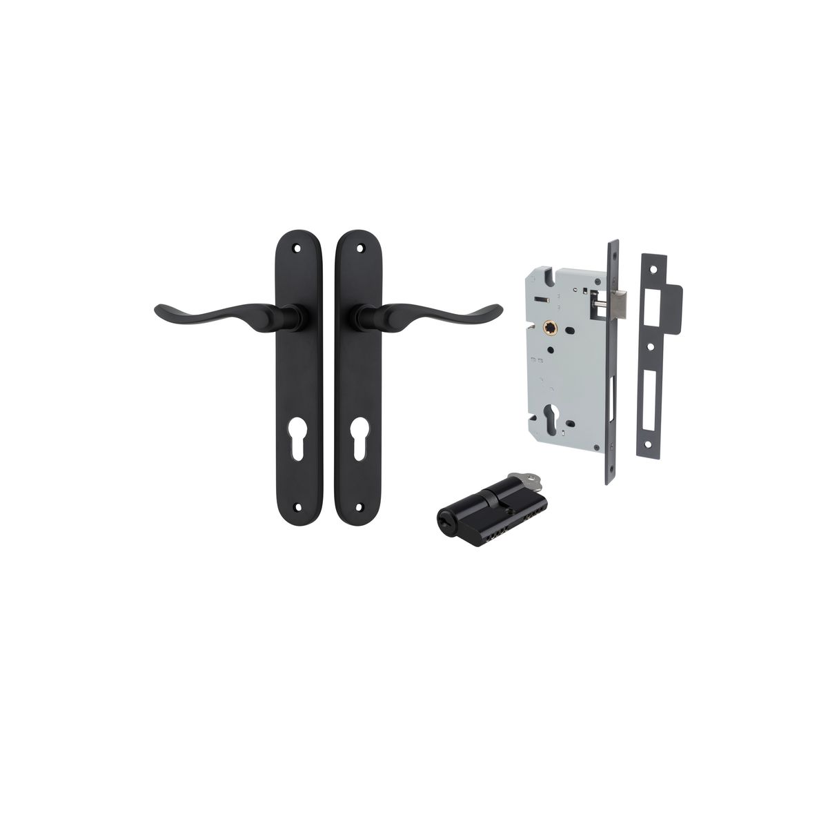 12924KENTR60KK - Stirling Lever - Oval Backplate Entrance Kit with High Security Lock - Matt Black - Entrance