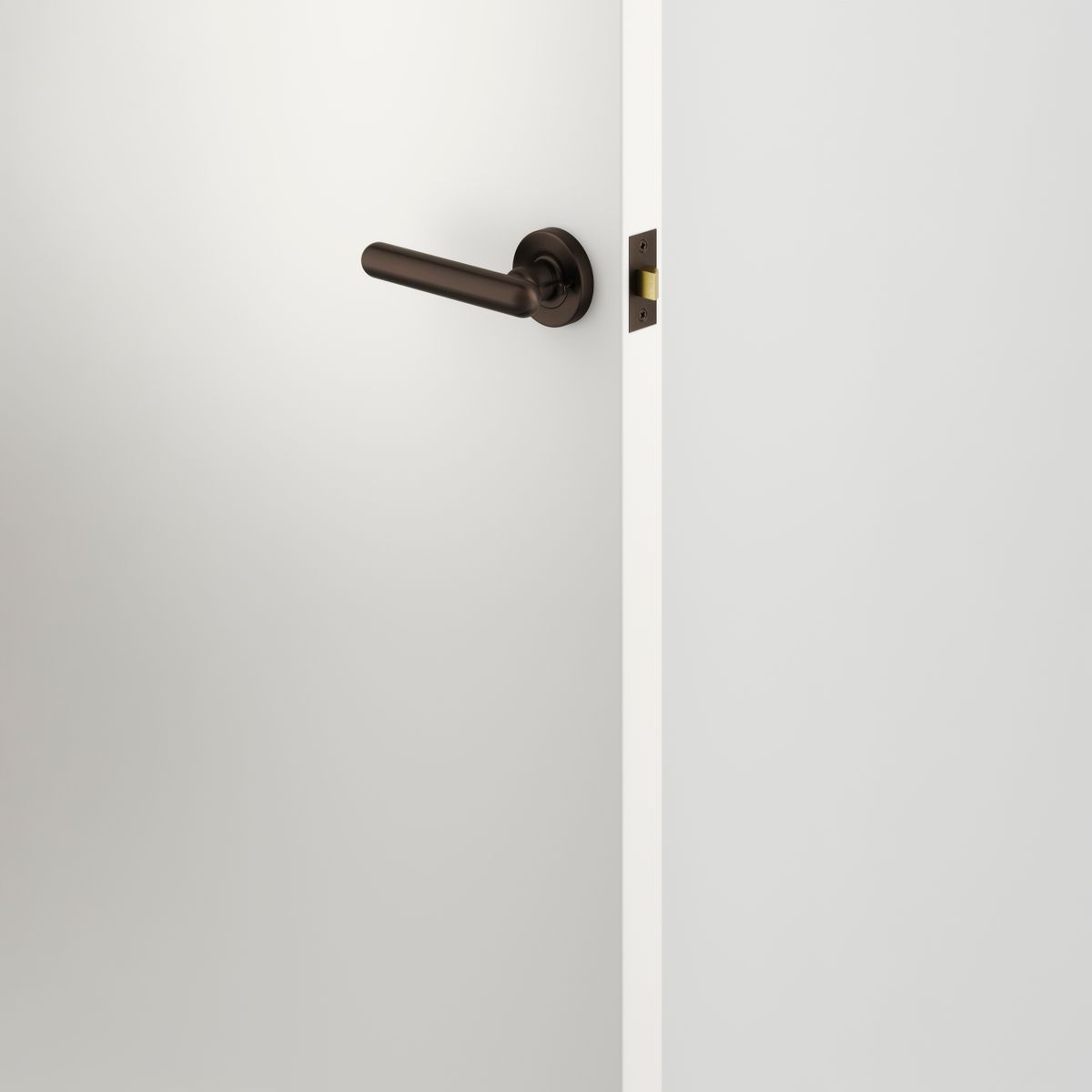 24002KIBPRIV60 - Puerto Lever - Round Rose (Inbuilt Privacy) - Signature Brass - Privacy