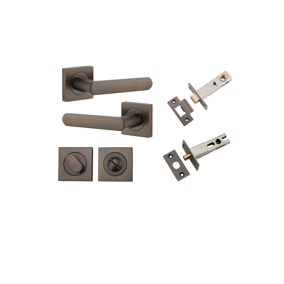 21181KPRIV60 - Osaka Lever - Square Rose Privacy Kit with Separate Privacy Turn - Signature Brass - Privacy