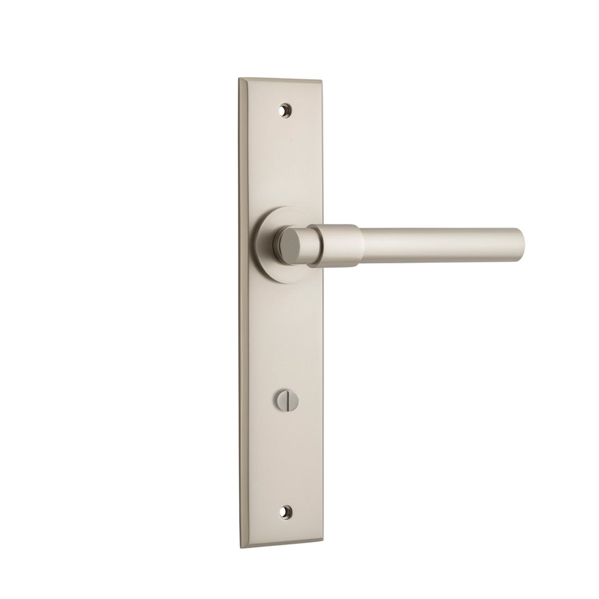 14904P85 - Helsinki Lever - Chamfered Backplate - Satin Nickel - Privacy