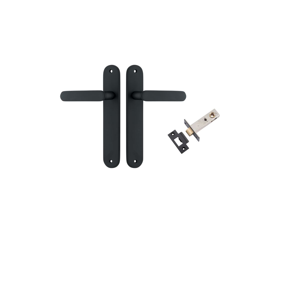 12764KPASS60 - Bronte Lever - Oval Backplate Passage Kit - Matt Black - Passage
