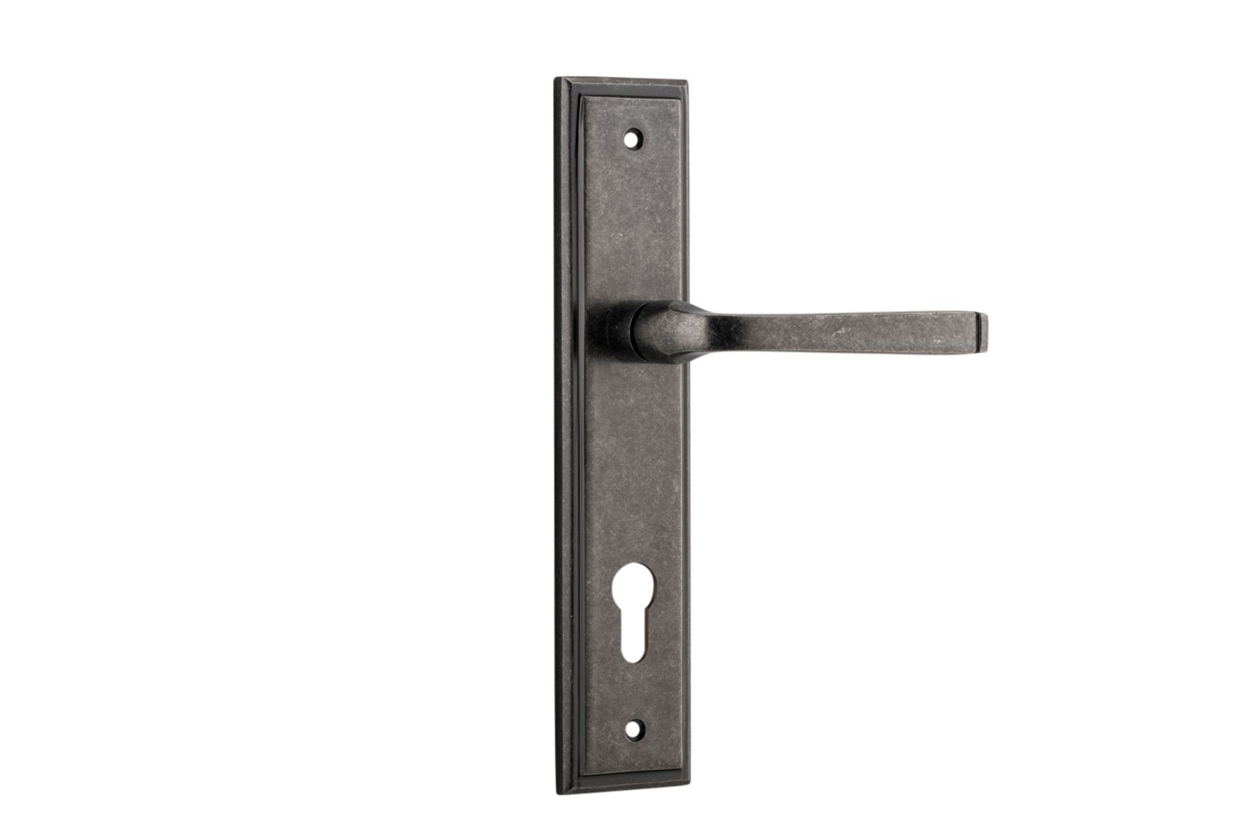13744E85 - Annecy Lever - Stepped Backplate - Distressed Nickel - Entrance
