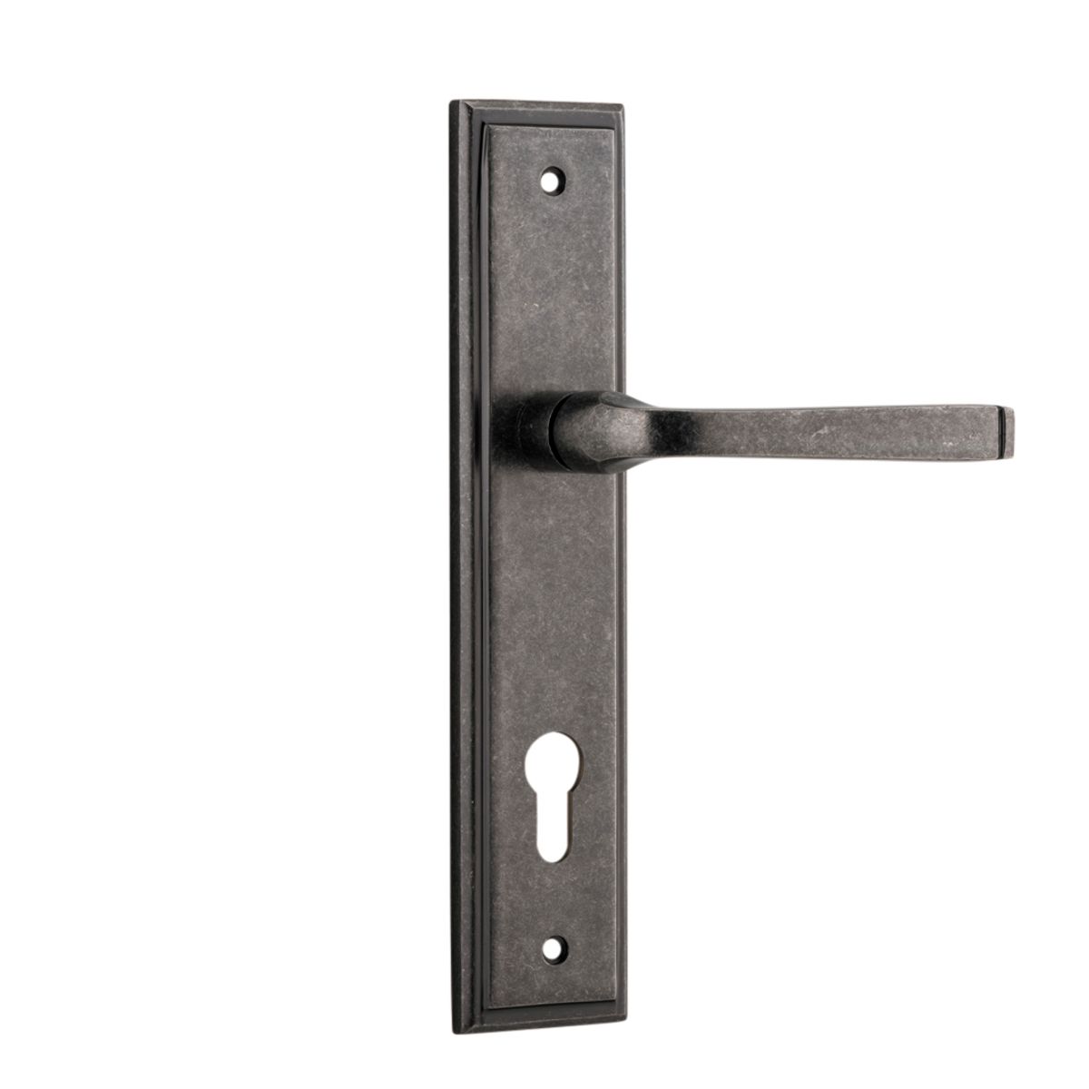 13744E85 - Annecy Lever - Stepped Backplate - Distressed Nickel - Entrance
