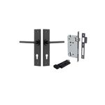 12782KENTR60KT - Baltimore Lever - Chamfered Backplate Entrance Kit with High Security Lock - Matt Black - Entrance