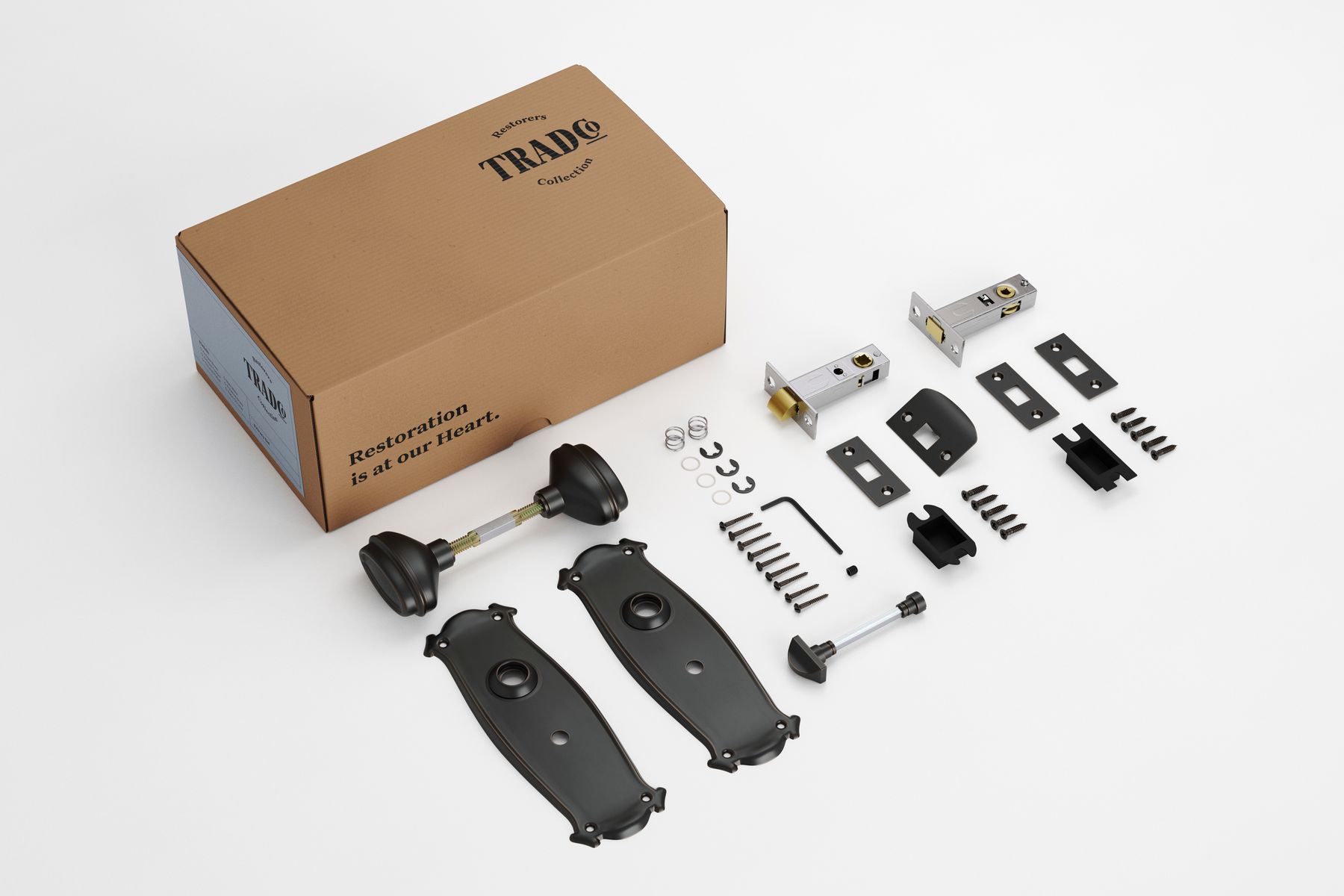 Bungalow Door Knob - Long Backplate Privacy Set