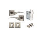 0289KENTR60KK - Oxford Lever - Square Rose Entrance Kit with Separate High Security Lock - Satin Nickel - Entrance