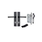 12786KENTR60KT - Verona Lever - Chamfered Backplate Entrance Kit with High Security Lock - Matt Black - Entrance