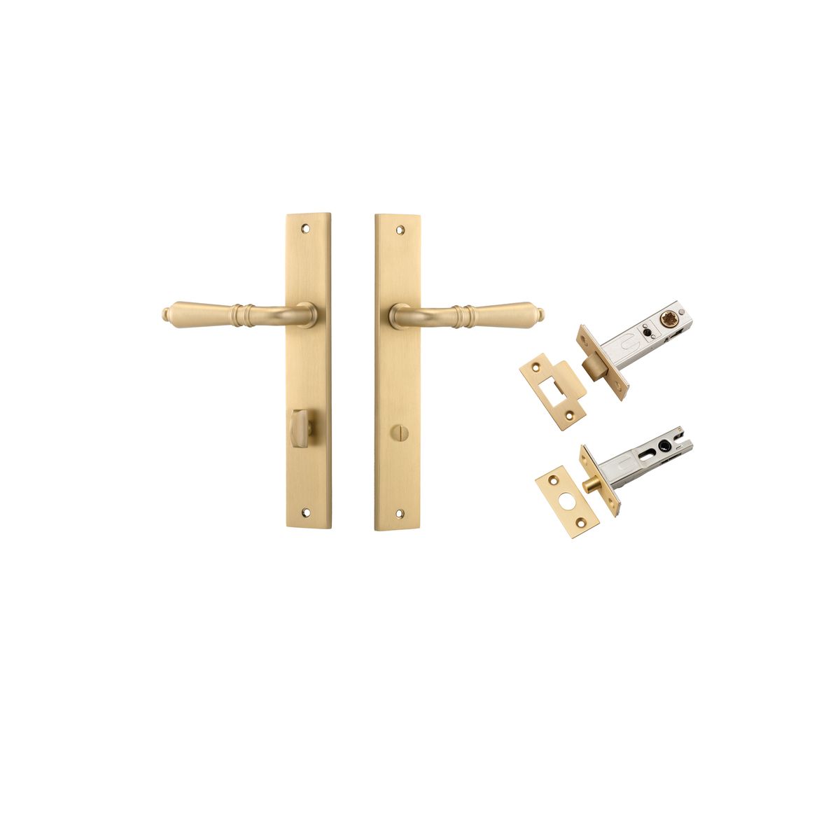 15200KPRIV60 - Sarlat Lever - Rectangular Backplate Privacy Kit with Privacy Turn - Brushed Brass - Privacy