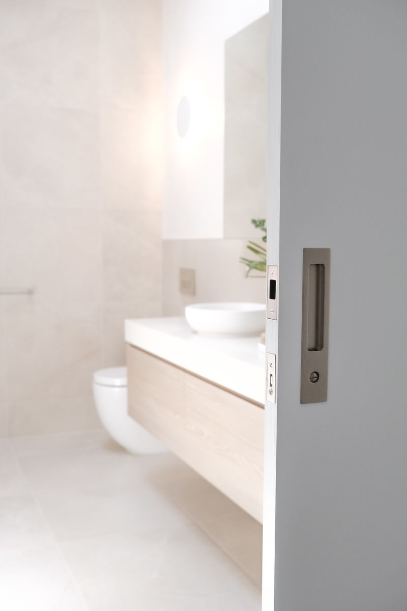 21419P - Rectangular Sliding Door Pull Privacy Kit with Privacy Turn - Satin Nickel - Privacy