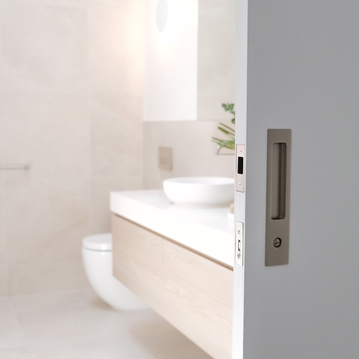 21419P - Rectangular Sliding Door Pull Privacy Kit with Privacy Turn - Satin Nickel - Privacy