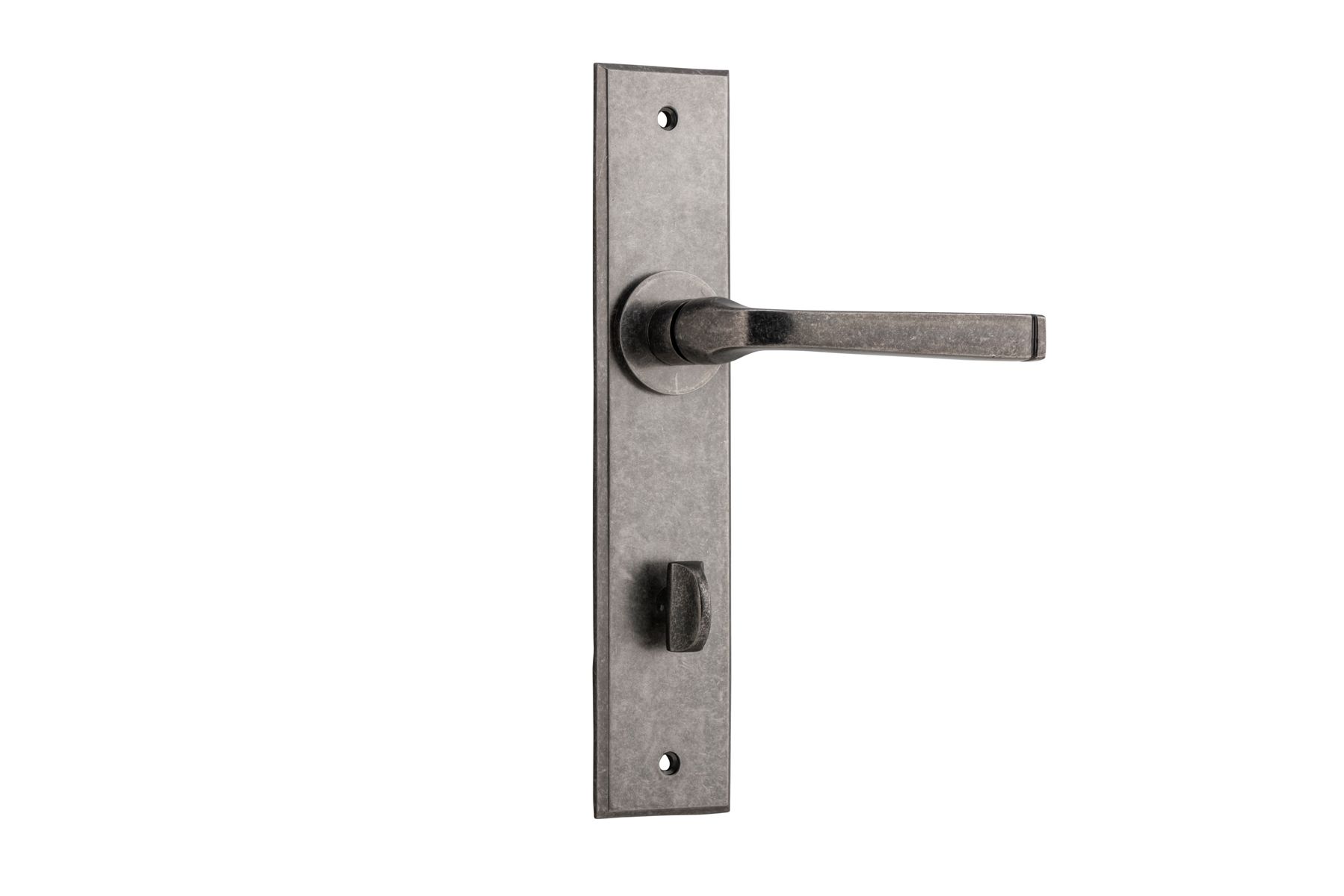 13788P85 - Annecy Lever - Chamfered Backplate - Distressed Nickel - Privacy