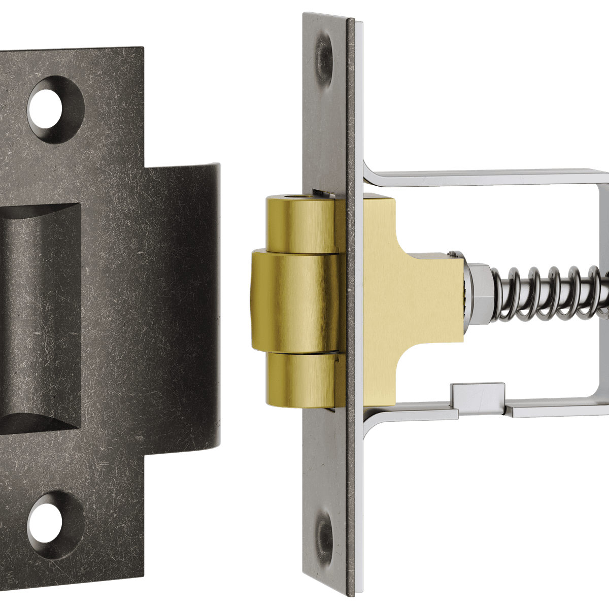 21857 - Roller Latch with Face Plate and Striker - Distressed Nickel